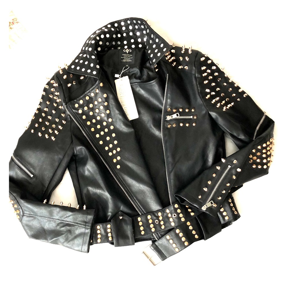Faux Leather Motorcycle Jacket,